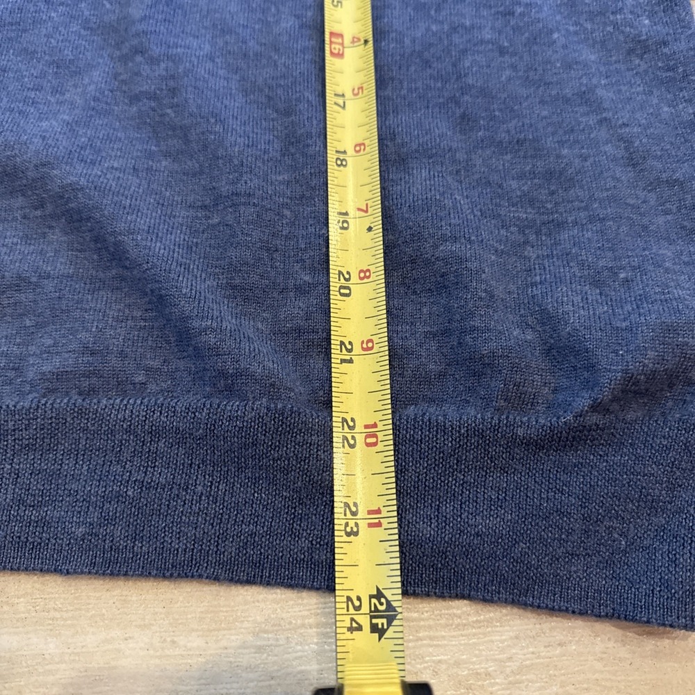 Calvin Klein CK Mens Large 100% Extra Fine Merino Wool V Neckline Sweater Blue - Picture 3 of 8